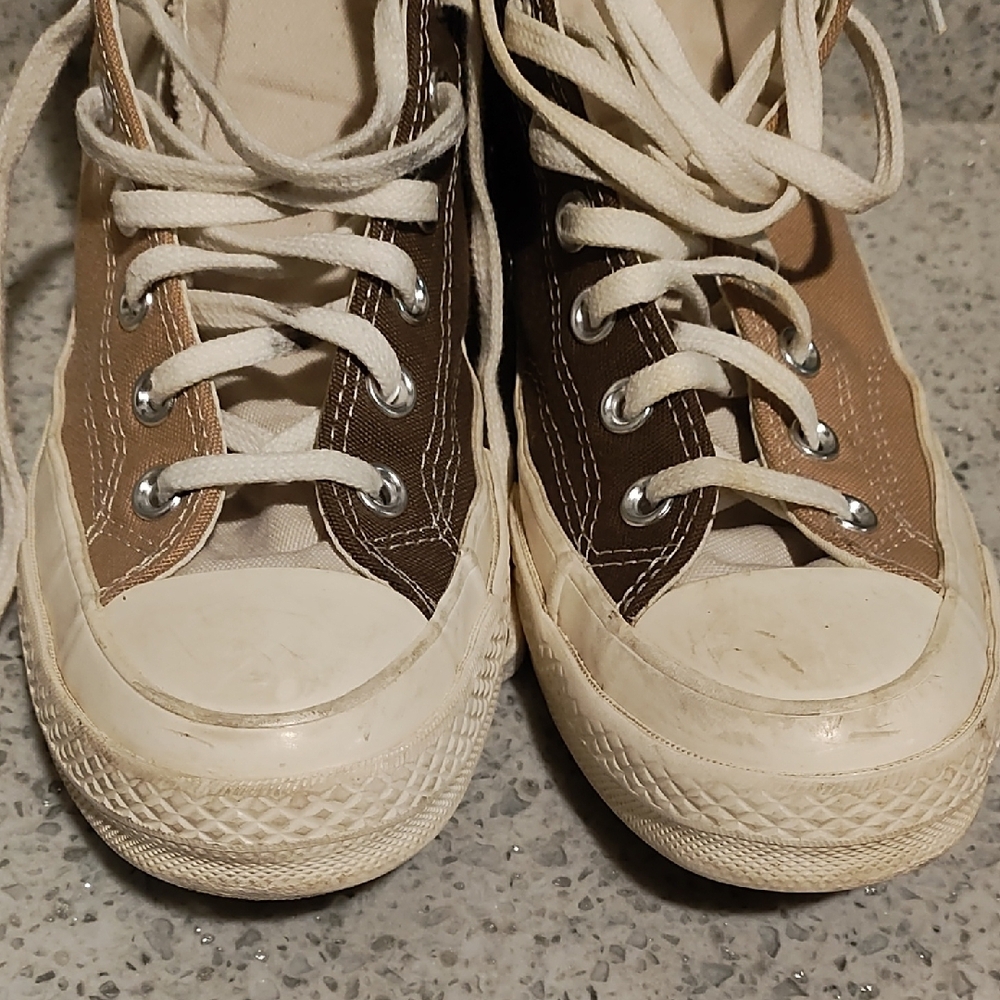 Converse High-Tops in Brown and Cream - Picture 7 of 10